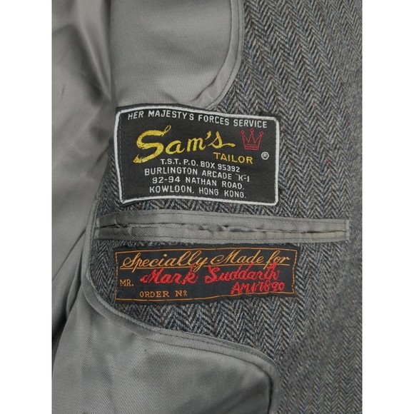 Sam's Tailor Bespoke Suit Jacket Blazer Herringbone Wool Tweed Men's Size 42 - Picture 3 of 16